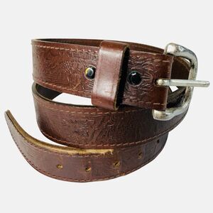 Western Tooled Full Grain Cowhide Leather Belt Eagle Sz 40 Americana Cowboy 1976